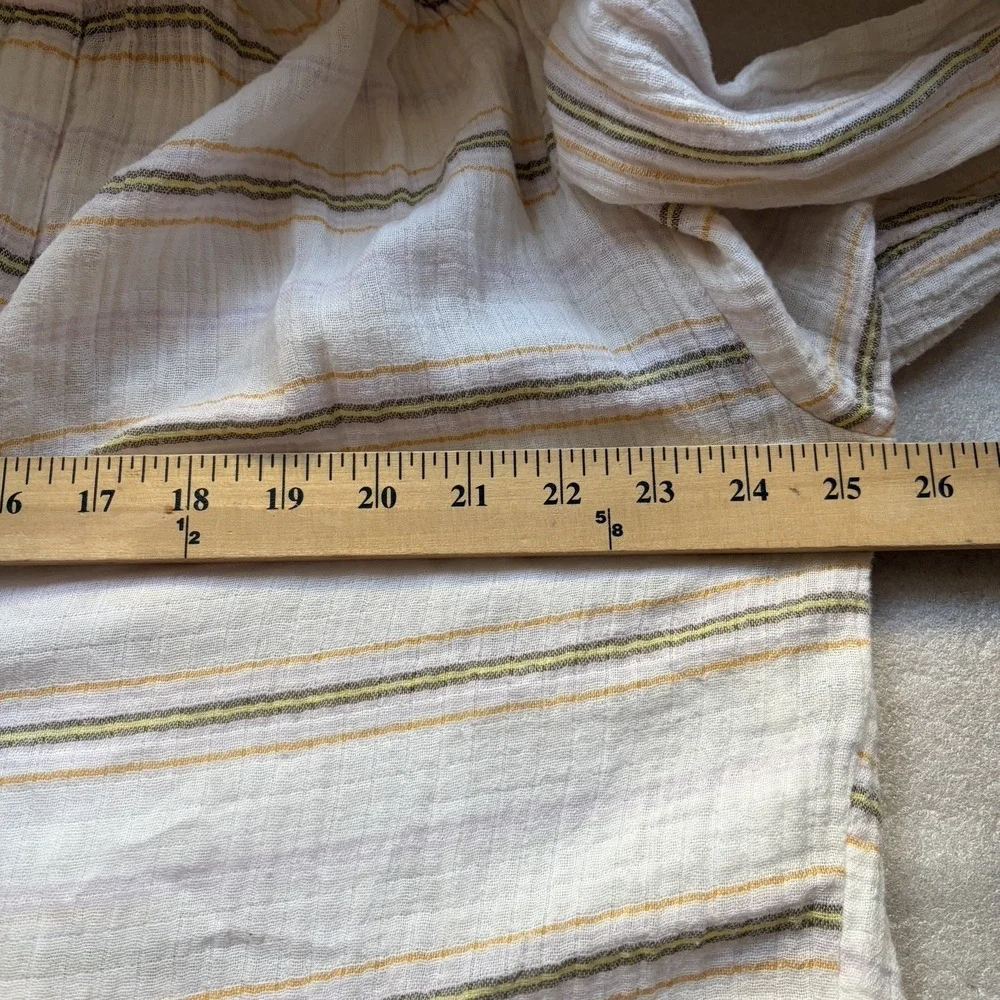 Free People Rolling Clouds 100% Cotton Gauze Tunic Women M Cream Striped Hooded